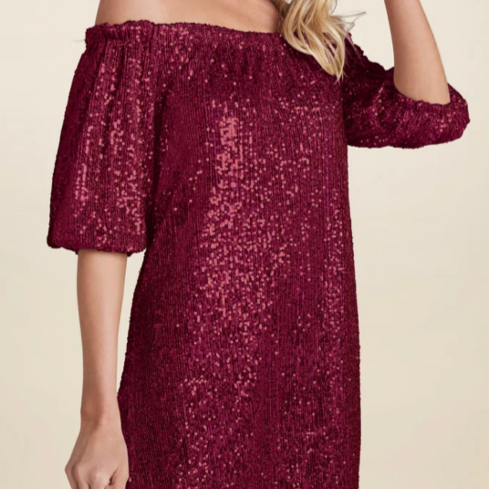 Sequin off the shoulder dress